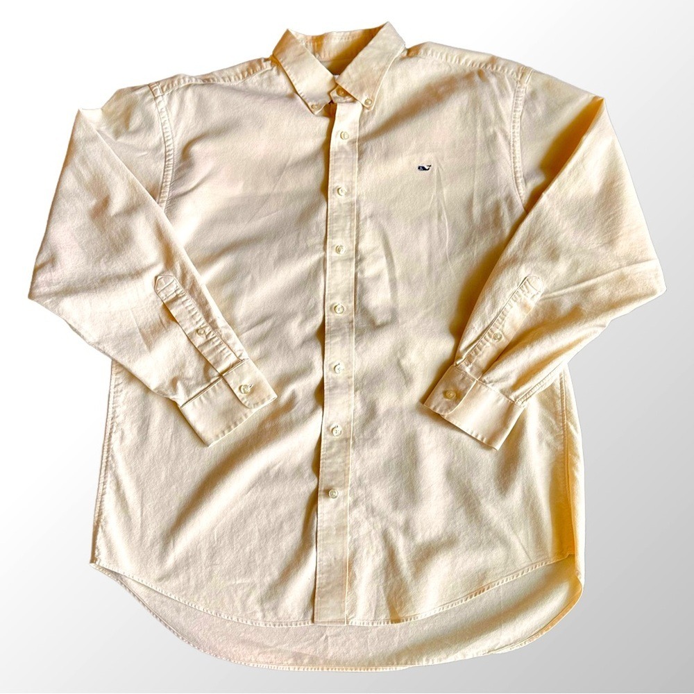 Vineyard‎ Vines Whale Shirt Mens Large Yellow Button Down Long Sleeve Cotton - Picture 2 of 9